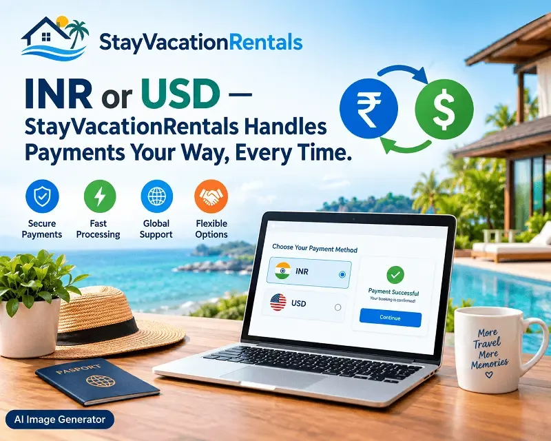 INR or USD — StayVacationRentals Handles Payments Your Way, Every Time