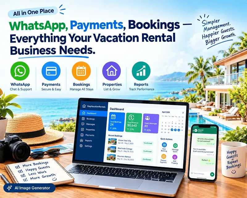 WhatsApp, Payments, Bookings — Everything Your Vacation Rental Business Needs, Finally in One Place
