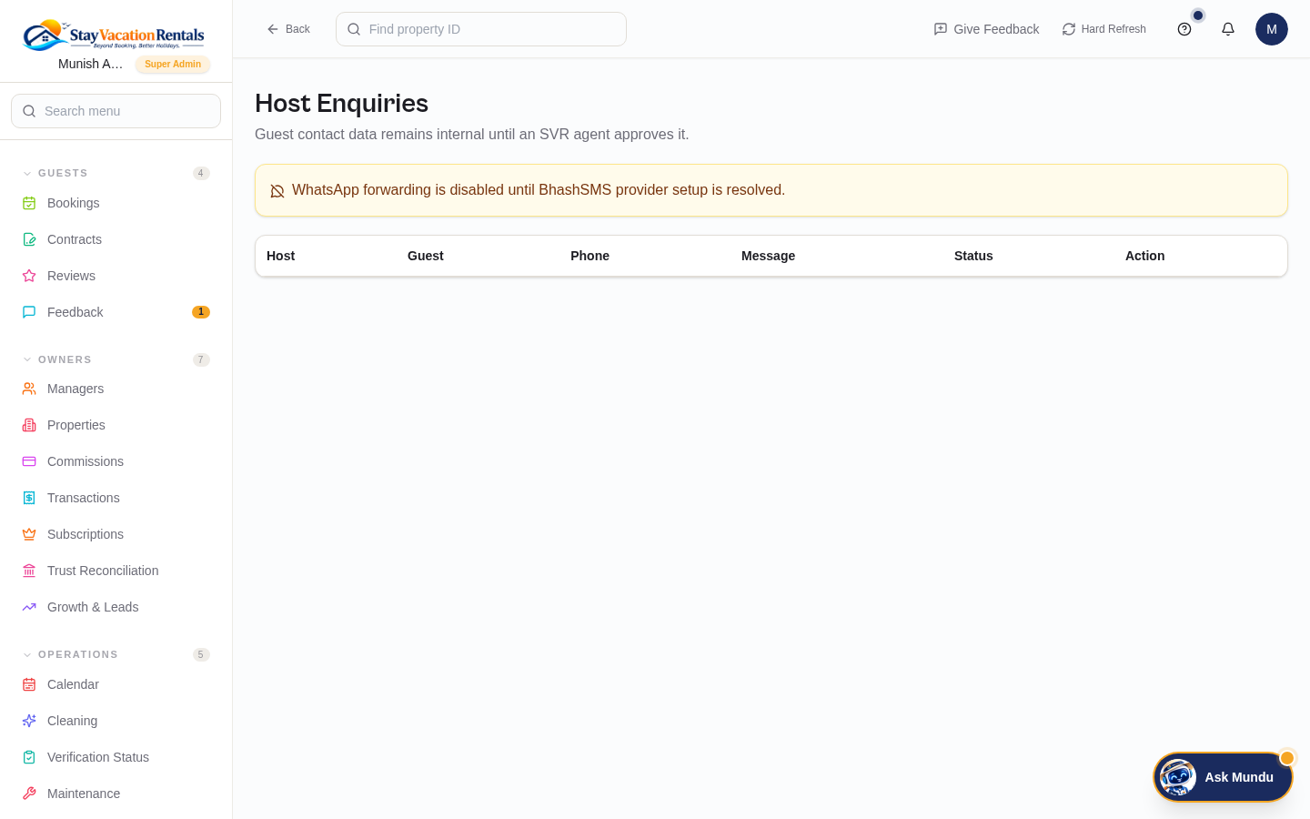 Host Enquiries